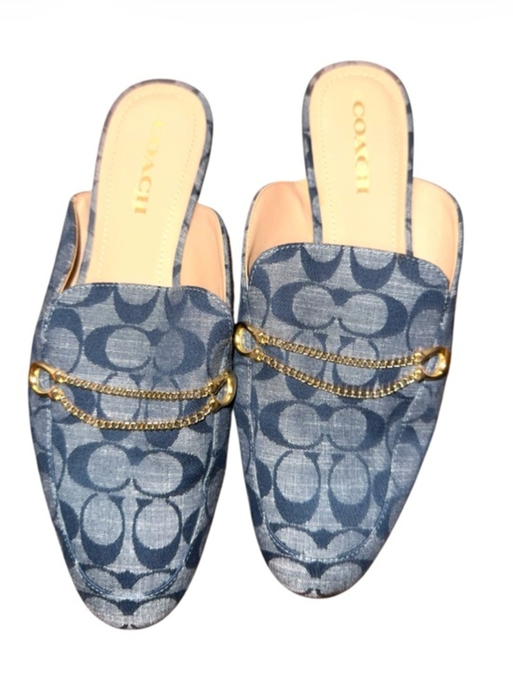 Coach Sawyer Denim Slide Loafers Signature C